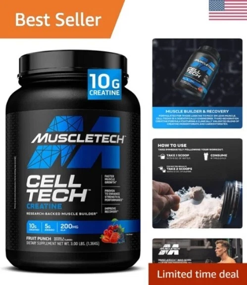 Ultra-Pure Cell-Tech Creatine Monohydrate - 3 lbs, 27 Serv - Fruit Punch Flavor