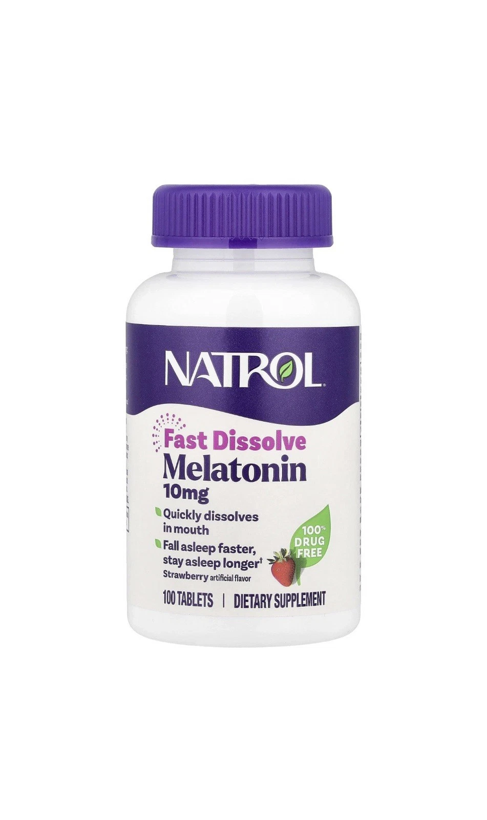 Fast Dissolve Melatonin 10mg Tablets - Strawberry Flavor, 100 Count,