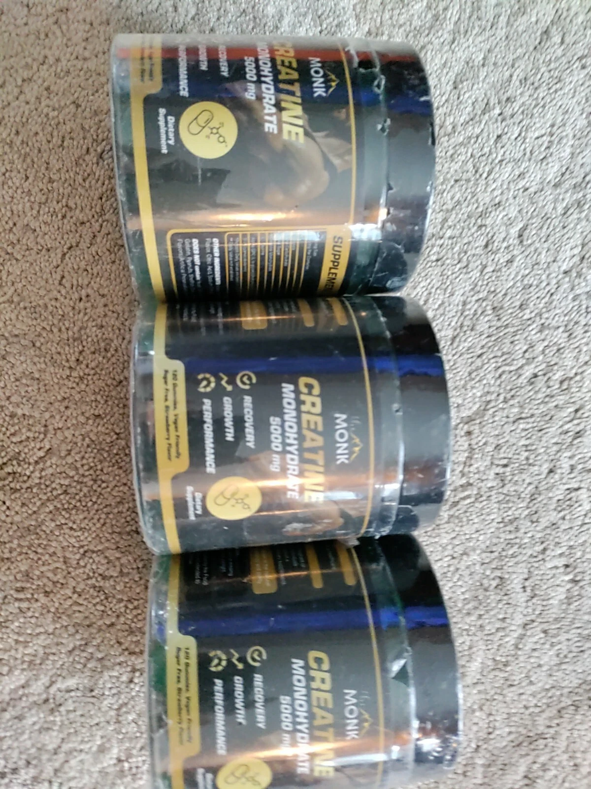 (3) containers Creatine Monohydrate Gummies Increase Strength and Build Muscle