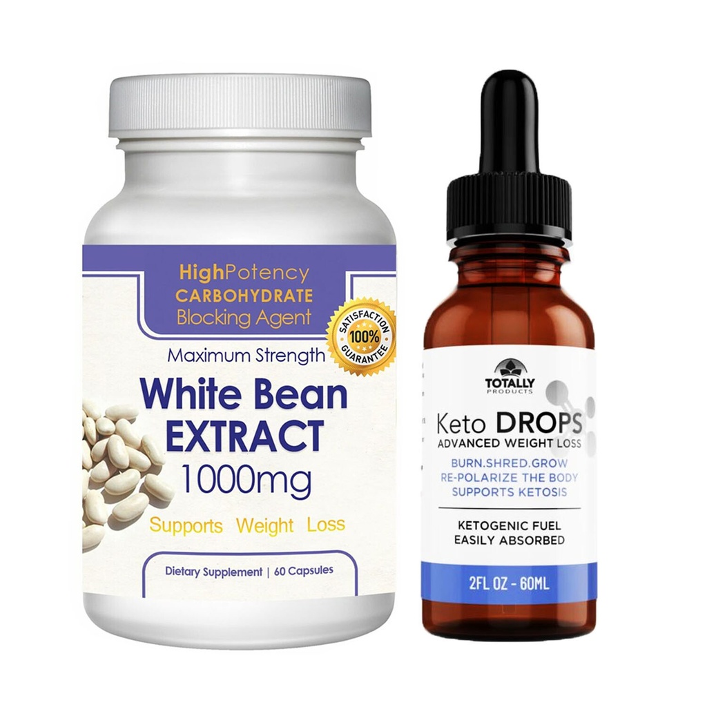 Keto Drops & White Kidney Bean Extract Fat Burn Weight Loss Diet Capsules Combo