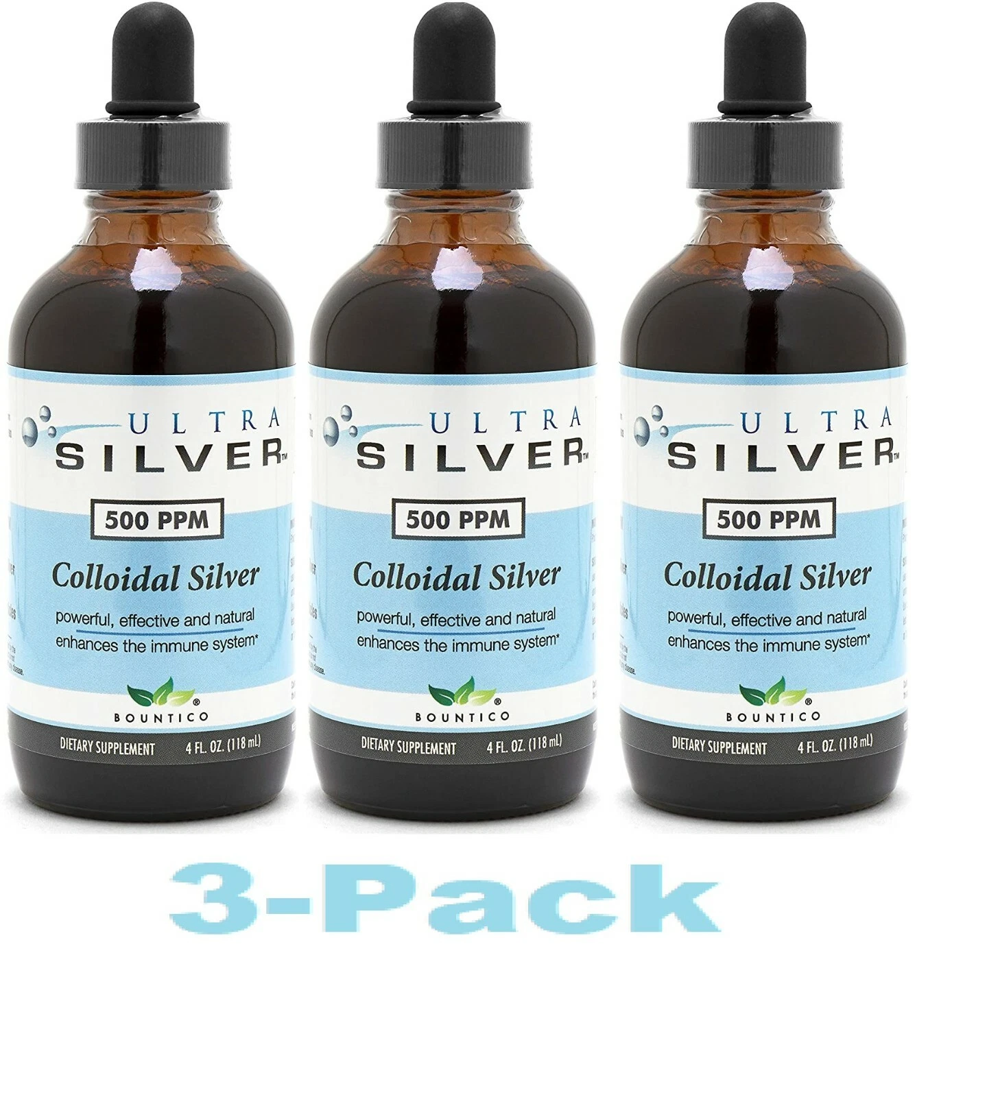 FREE 2-3 DAY SHIPPING!!! 3-PACK Ultra Silver Colloidal Silver 500 ppm 4oz