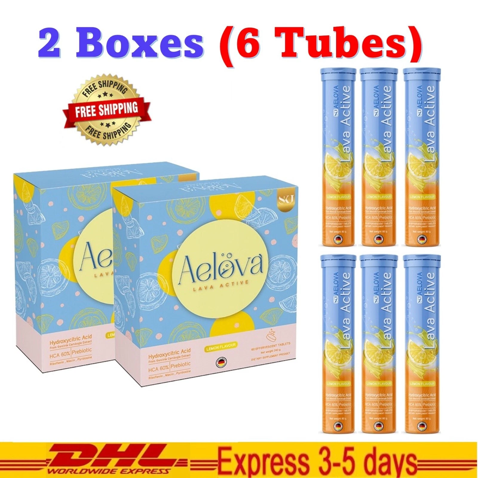 6x Tubes AELOVA Dietary Supplement Product Weight Control Effervescent Tighten