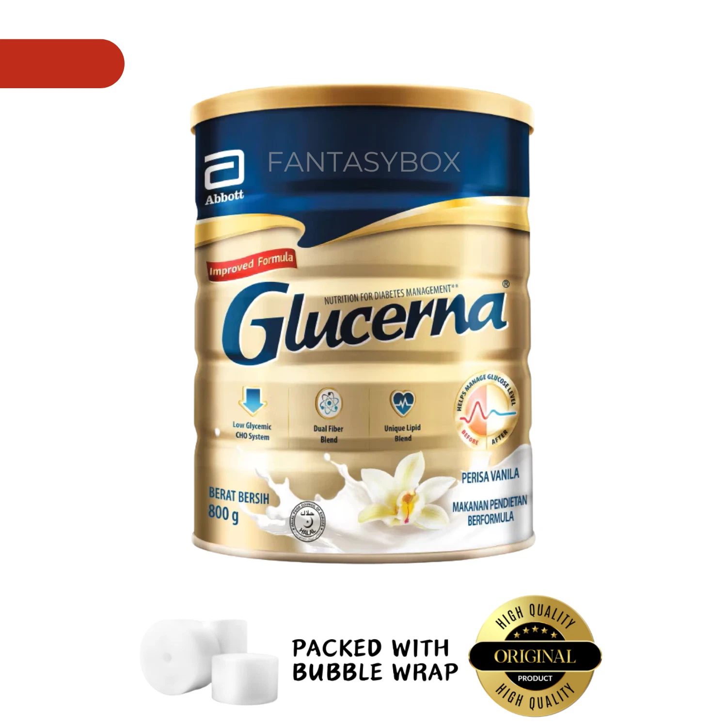 1 x Abbott Glucerna For Diabetic Management Improved Formula Vanilla 800g