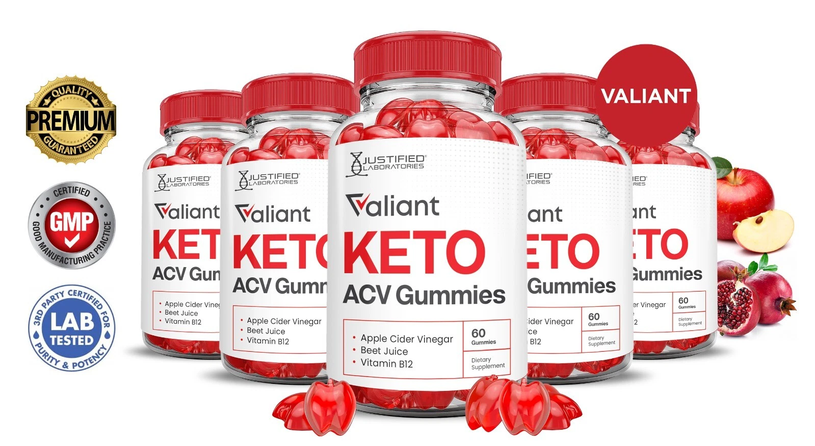 Valiant Keto ACV Gummies 1000MG Apple Cider Vinegar 300 Gummys