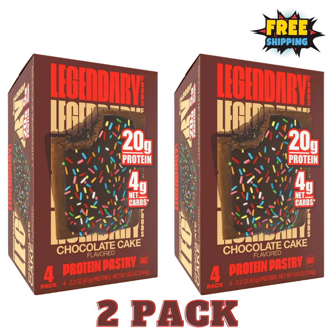 1 Single 4-Pack Legendary Foods Chocolate Cake Tasty Pastry | 20g Of Protein