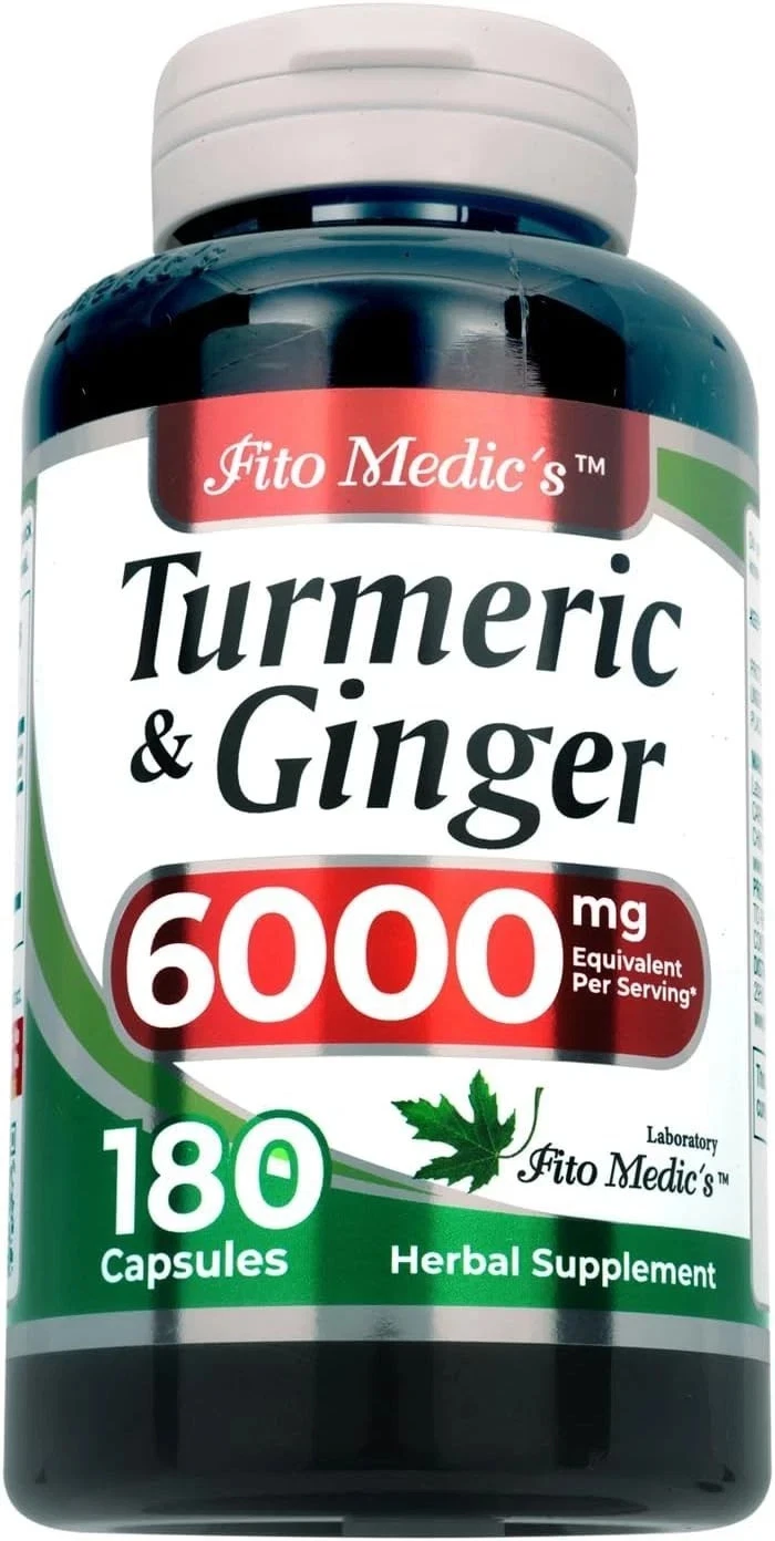 Tumeric Curcumin Max Potency and Ginger Complex 6000 mg 180 Capsules Ultra high