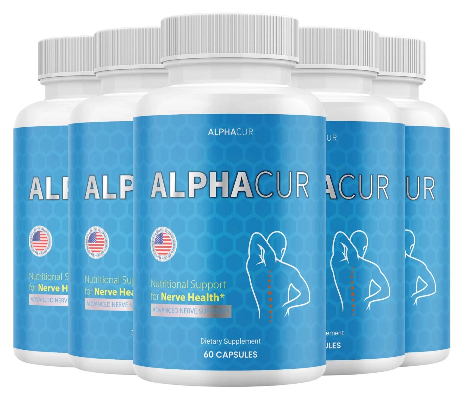 (5 Pack) AlphaCur Nerve Relief Capsules, Alpha Cur Nerve Health