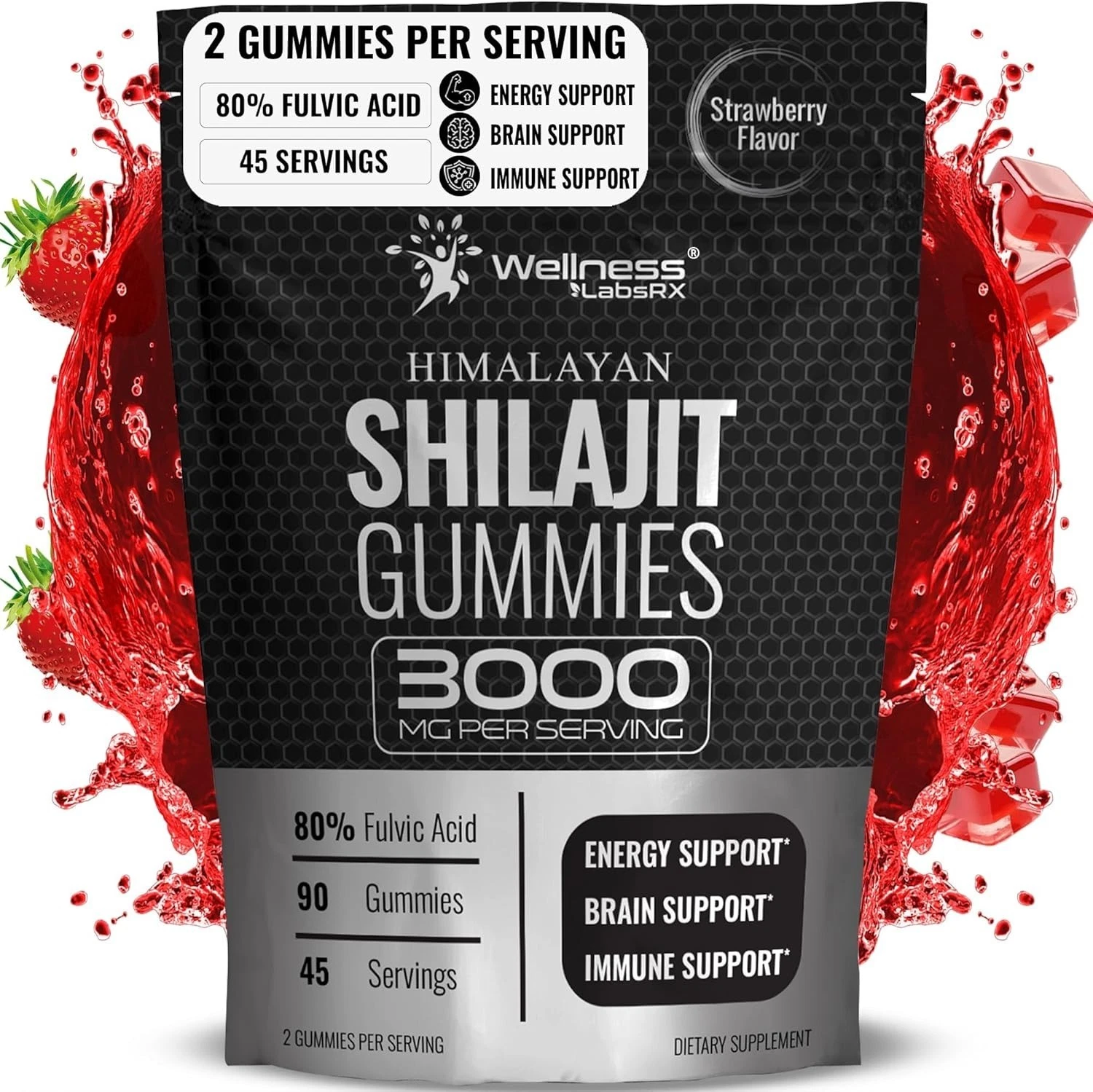 Shilajit-Gummies 3000mg – Energy, Immune & Brain Support | 90 Ct | Men & Women