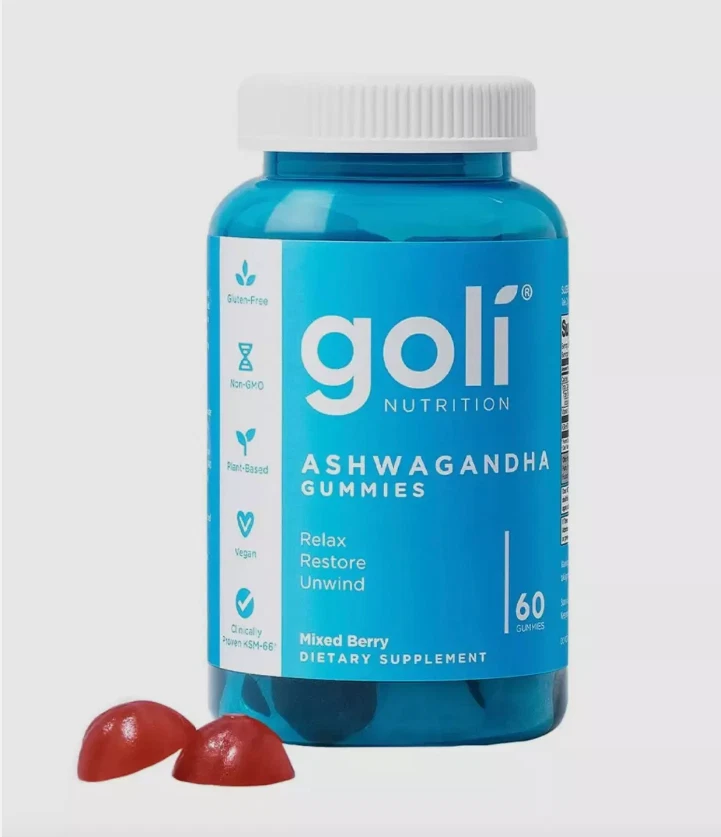 Goli Ashwagandha & Vitamin D Gummy - 60 Count - Mixed Berry, KSM-66, Vegan, Plan