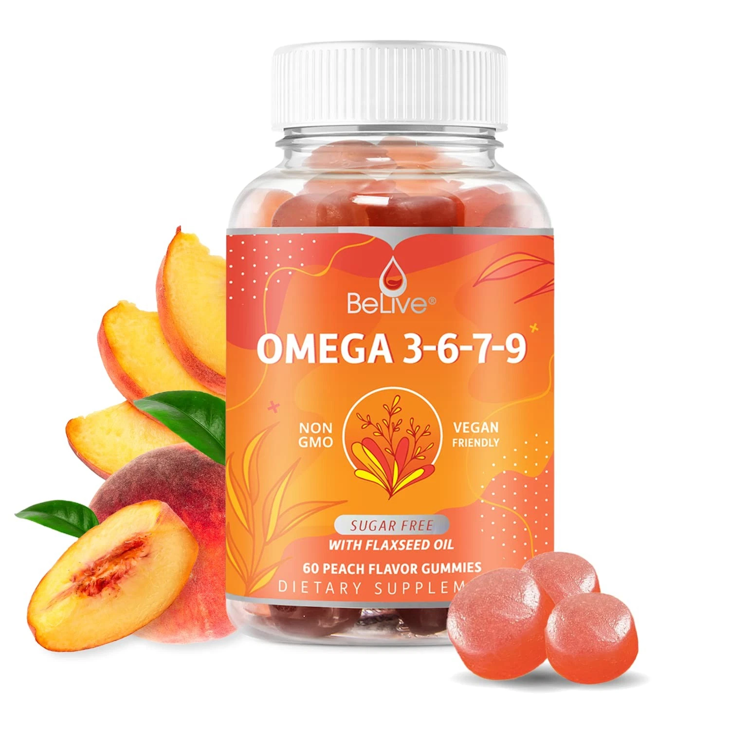 Organic Omega 3 Gummies with Omegas 6, 7, 9, DHA & EPA from Flaxseed Oil and Sea
