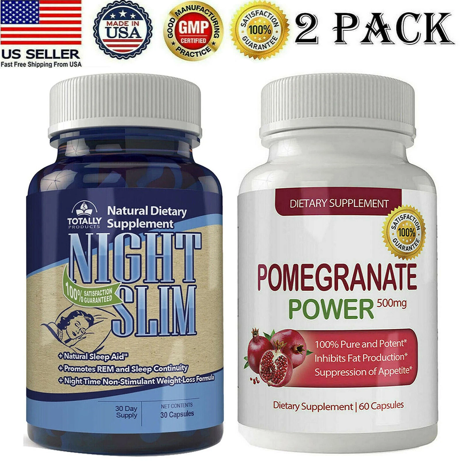 Night Slim Body Burner Caps Pomegranate Extract 500mg Weight Loss Pills Combo PK