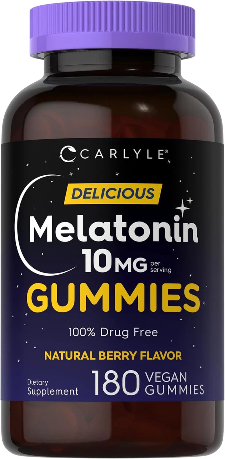 Melatonin Gummies 10Mg 180 Count Adult Drug Free Aid Berry Flavor Vegan, Non-Gmo