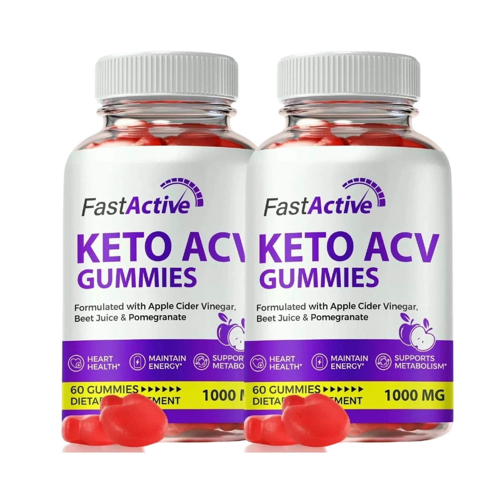2-Pack Fast Active Gummies, FastActive Keto ACV for Weight Loss - 120 Gummies