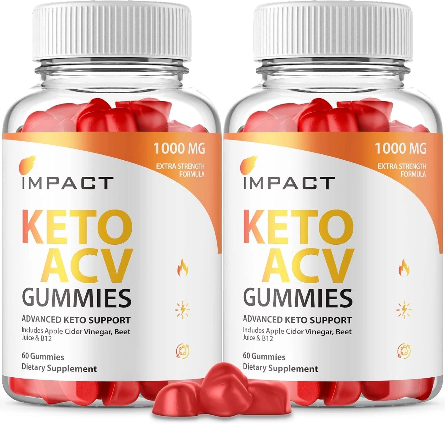 APPLE CIDER VINEGAR Keto Gummies, Impact ACV Weight Loss Fat Burn (60 Gummies)