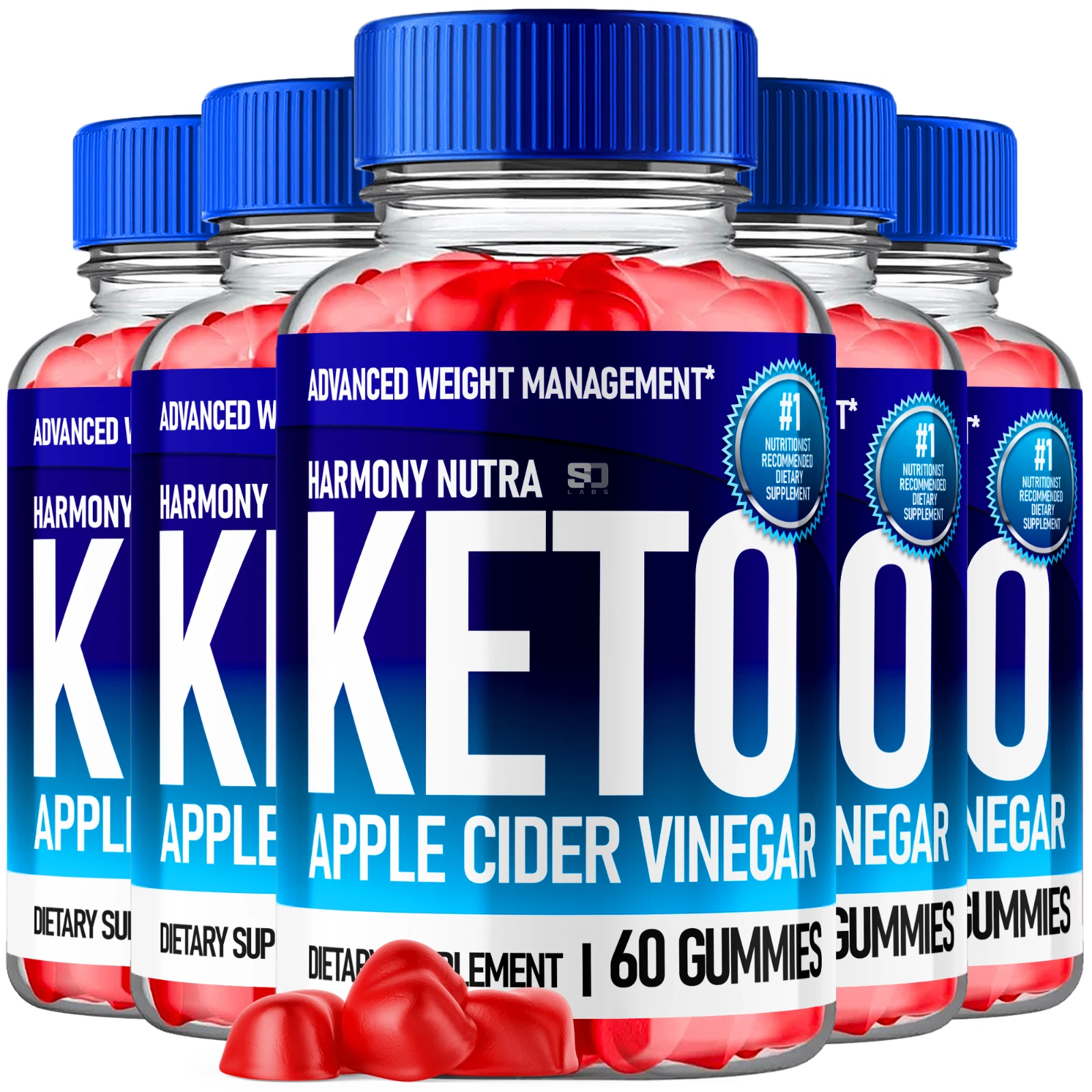 (5 Pack) Harmony Nutra Keto Gummies, Harmony Nutra ACV Weight Loss (300 Gummies)