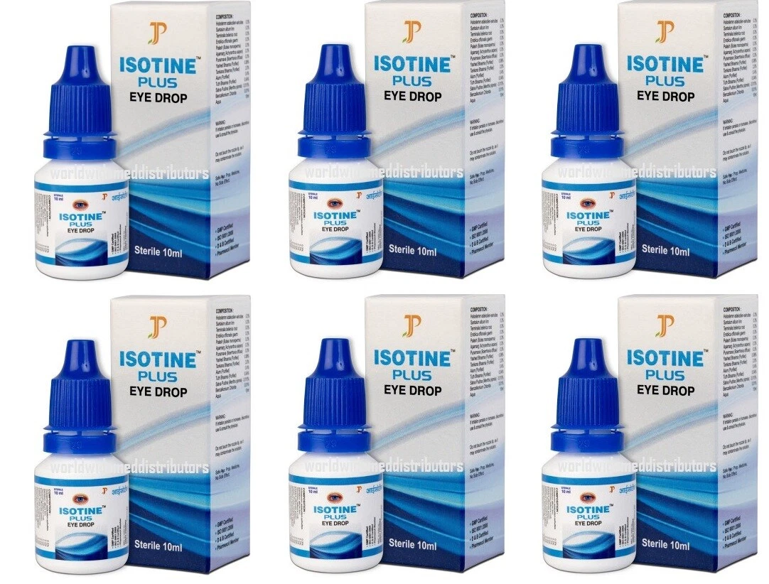 (Pack de 6) Gotas para ojos Isotine Plus hierbas puras y 100 % genuinas para los ojos 10 ml FS