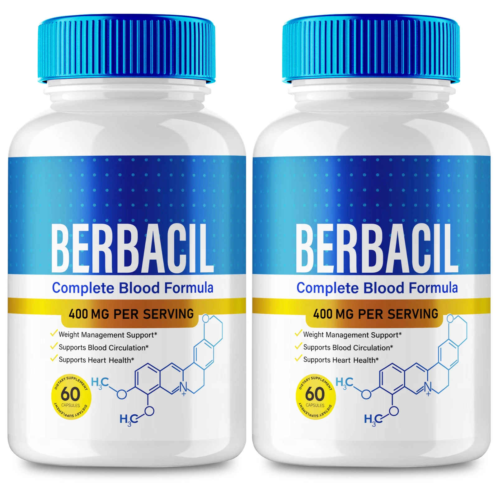 (2 Pack) Berbacil Capsules to Support Healthy Blood Sugar and Pressure Levels