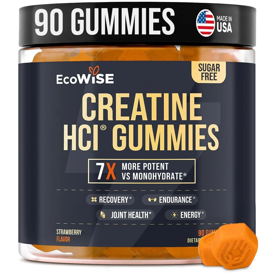Creatine HCL Gummies 750mg, Chewable Gummies for Men & Women, Sugar-Free, Veg...