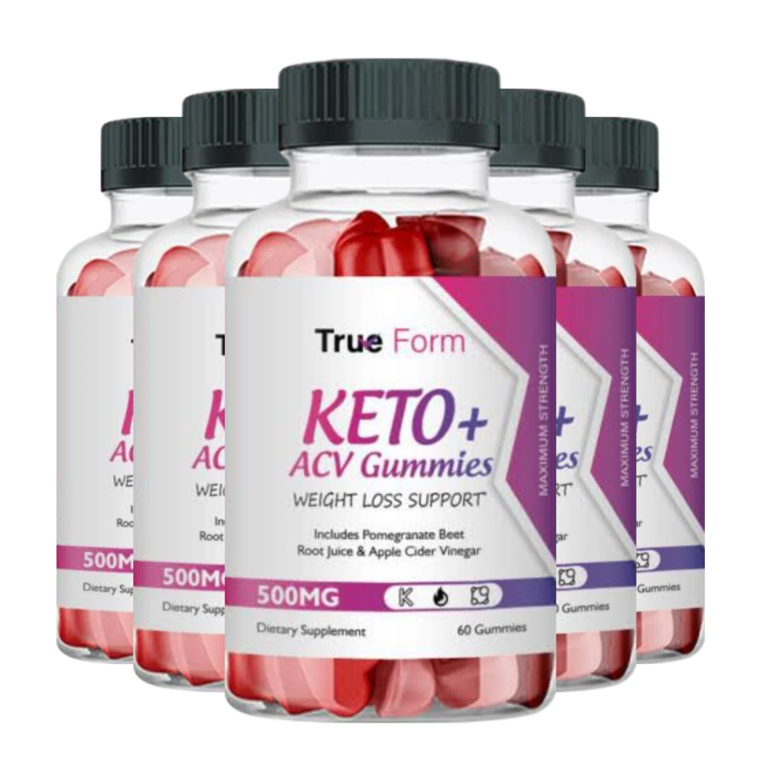 5-Pack TrueForm Keto ACV - True Form Keto Gummies Weight Loss - 300 Gummies