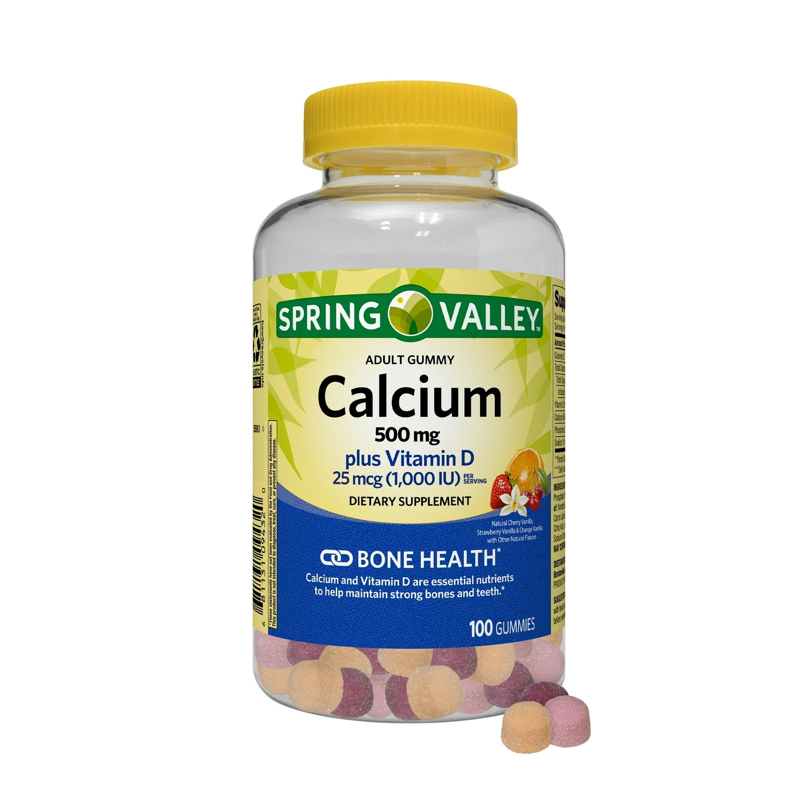 Spring Valley Calcium 500 mg Plus Vitamin D 25 mcg Bone Health 100 Count