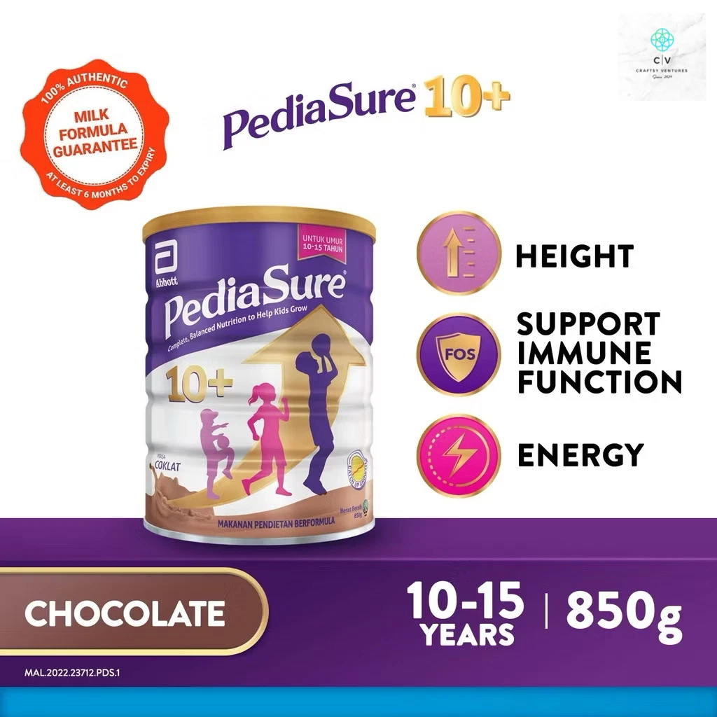 1X Abbott Pedia Sure 10+Optiheight 850g Chocolate Increase Height 10-15 Yrs Old