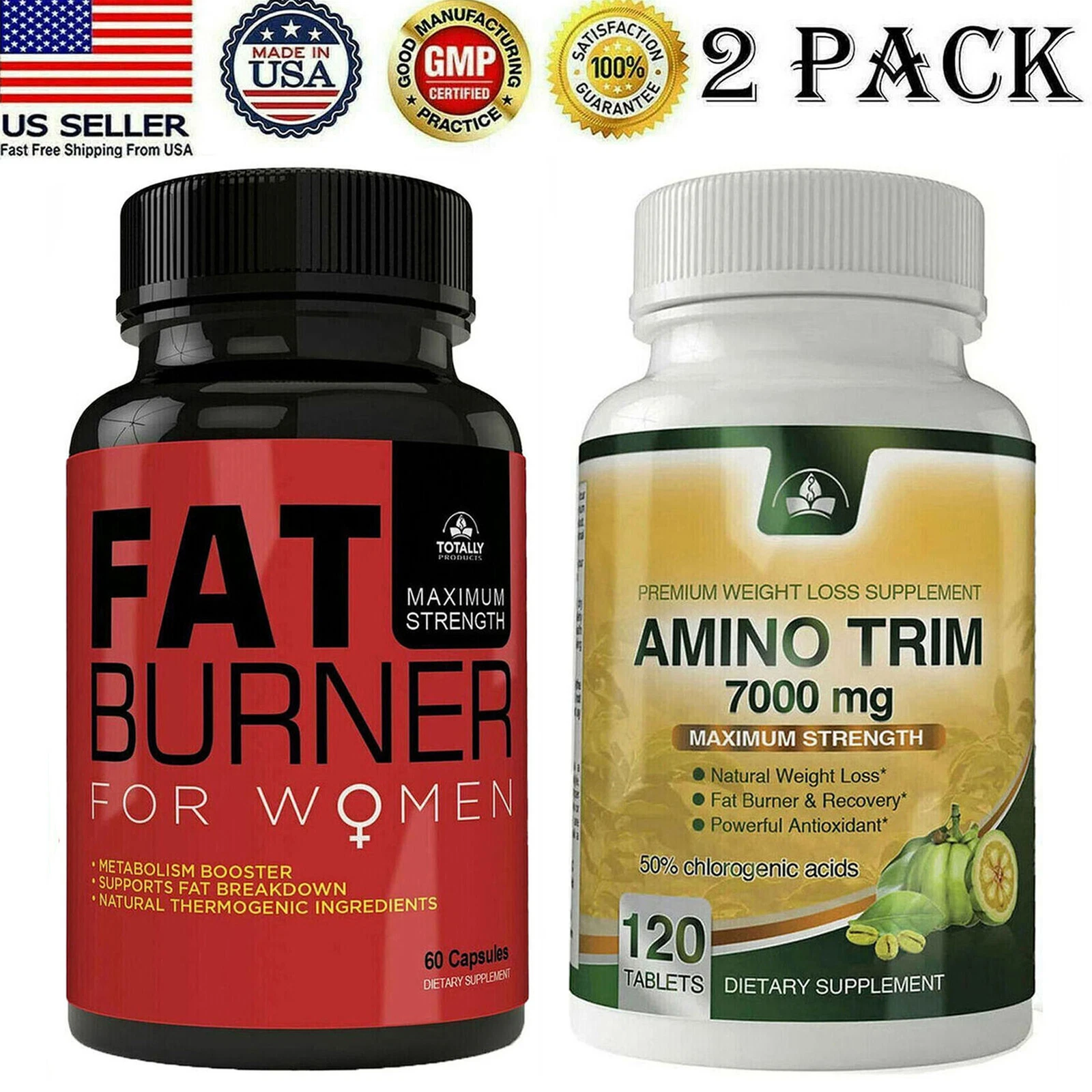 Women Fat Burner Caps Amino Acid Trim Fat Burn Weight Loss Tablets Combo Pack