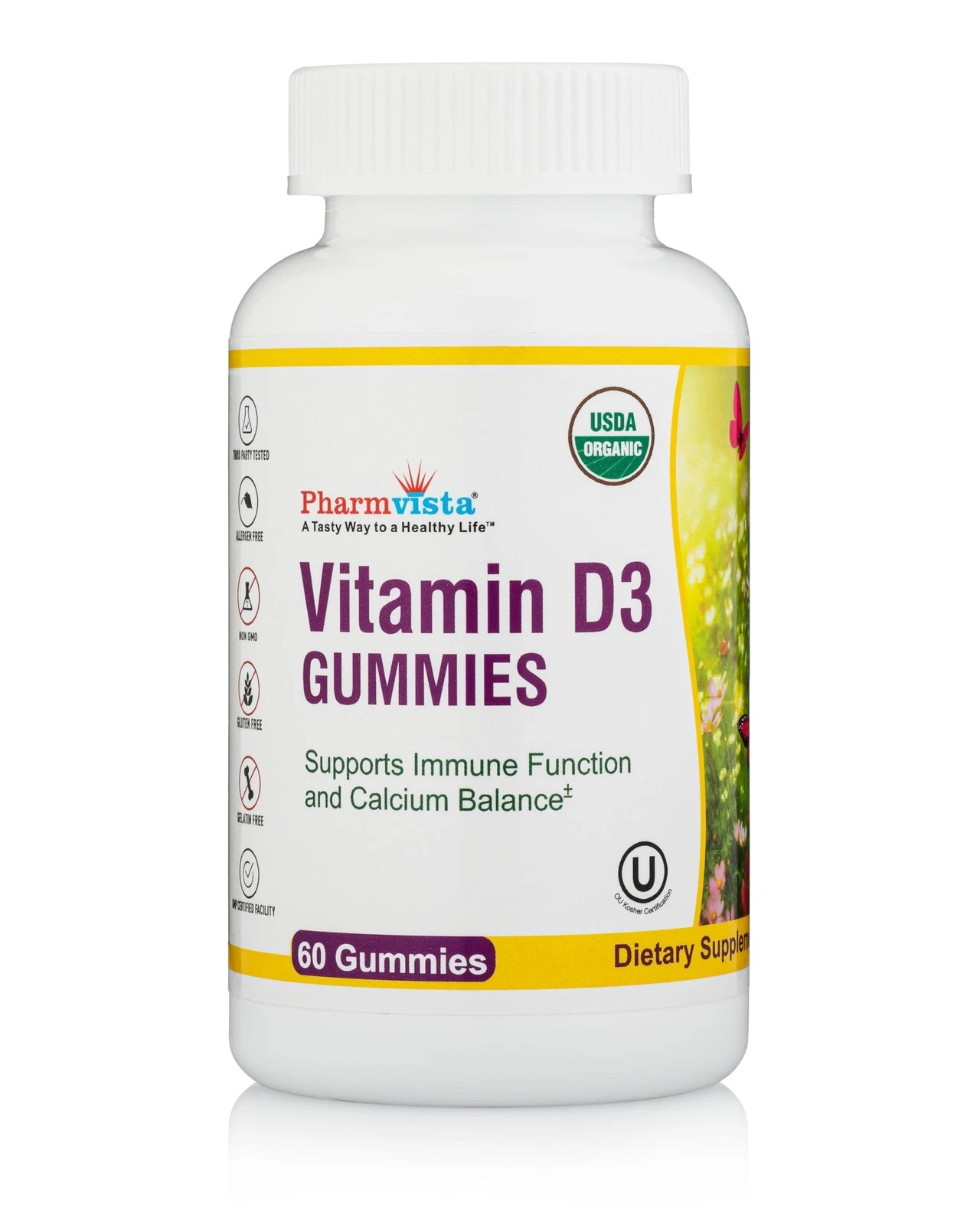 Pharmvista Vitamin D3 Gummies-Tasty Gelatin-Free Gluten-Free Way to take Your...