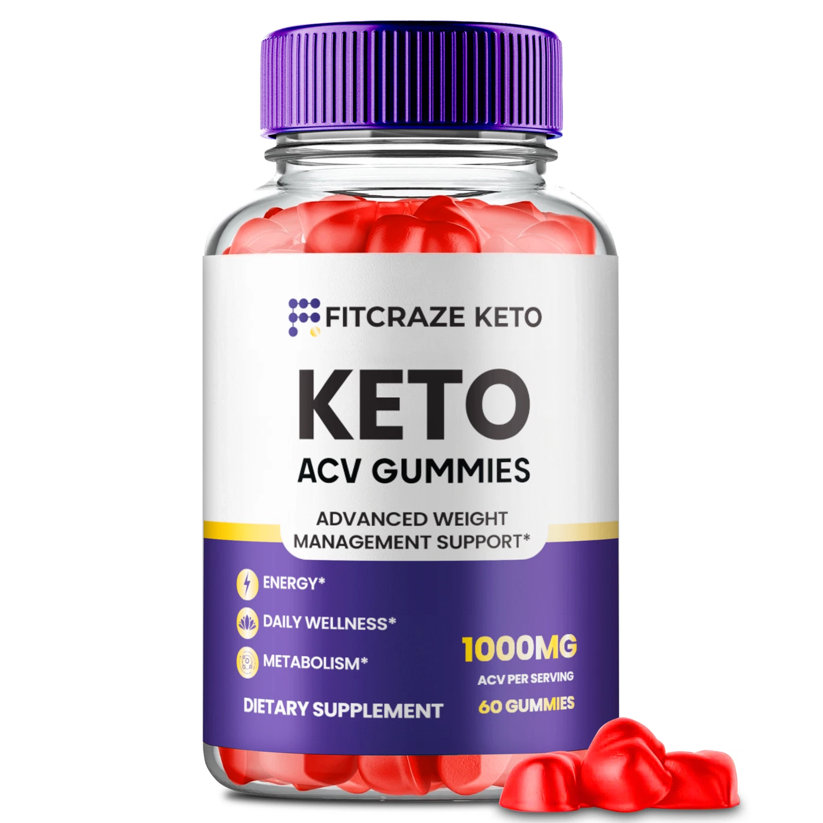 FitCraze Keto ACV Gummies, Advanced Gummy to Boost Energy & Weight Loss 60ct