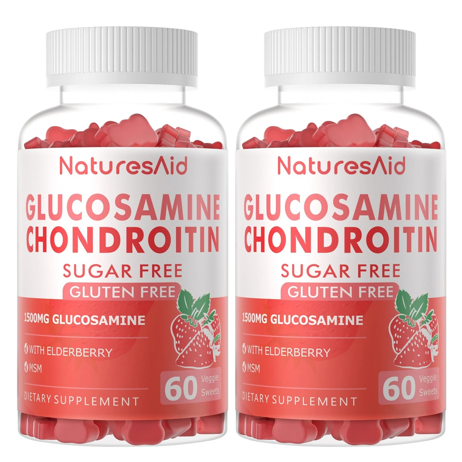 Natures Aid Glucosamine Chondroitin Gummies with MSM & Elderberry Extra Strength