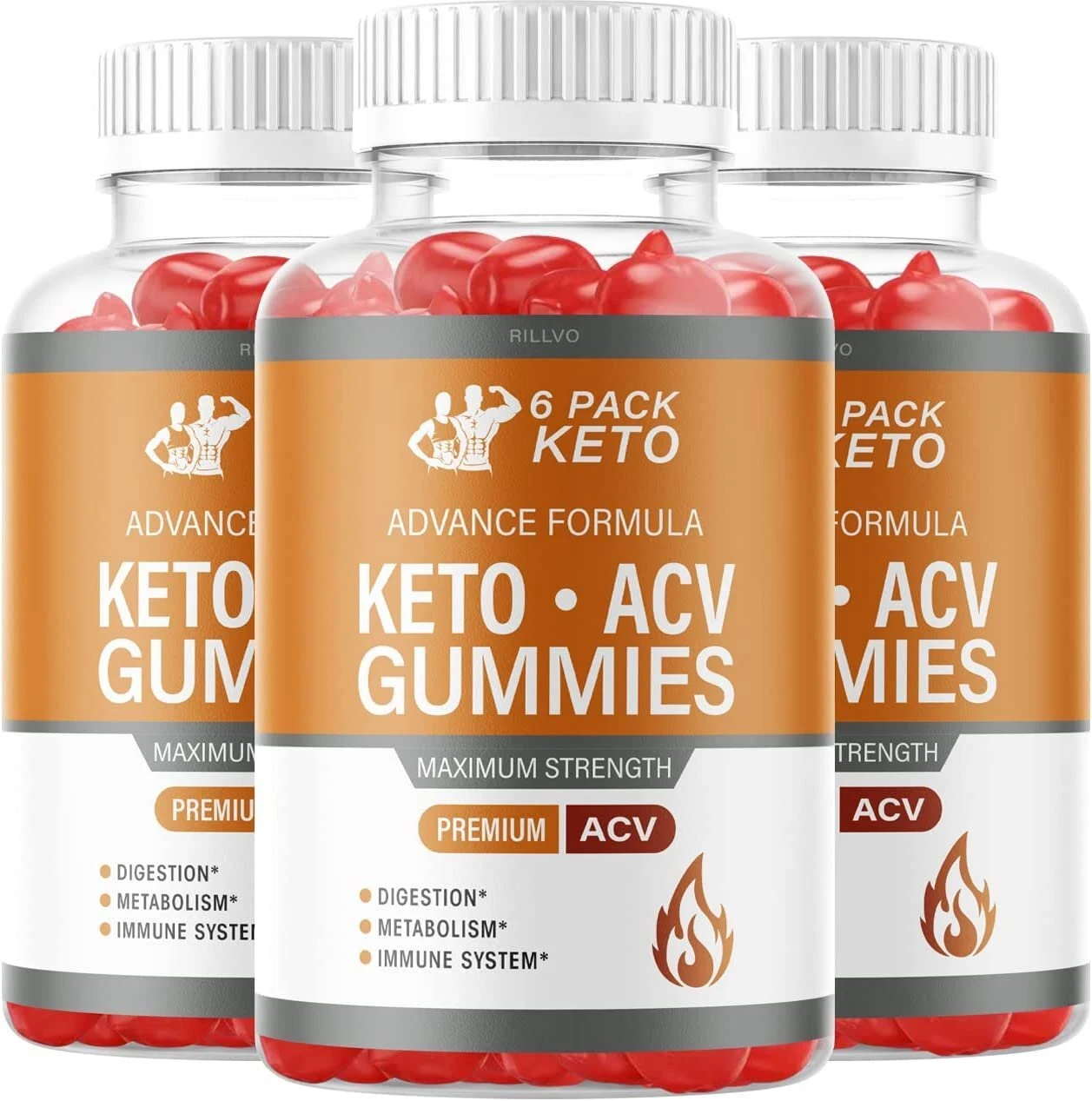 (3 Bottles) 6 Pack Keto ACV Gummies Advanced Formula 6 Pack Keto Gummies (180...