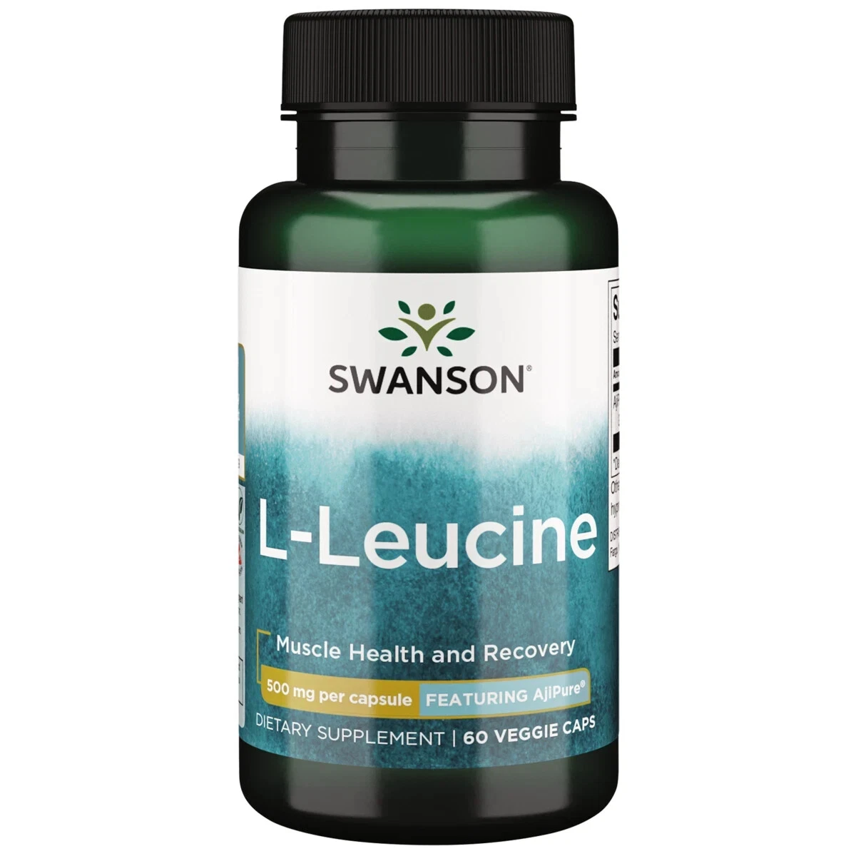 Swanson Ajipure L-Leucine, Pharmaceutical Grade 500 mg 60 Veggie Capsules