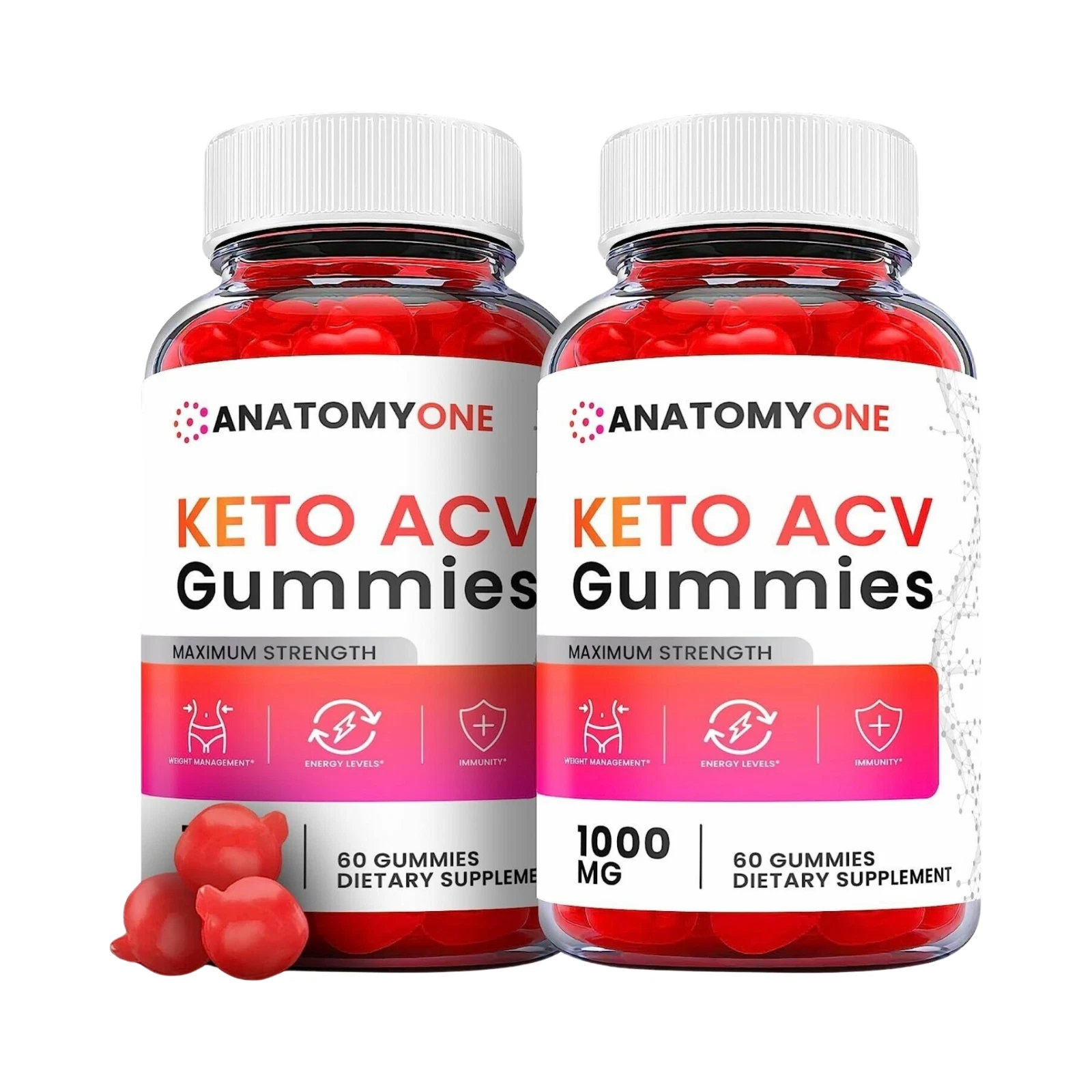 2-Pack Anatomy One Keto ACV Gummies, Anatomy One Gummies - 120 Gummies