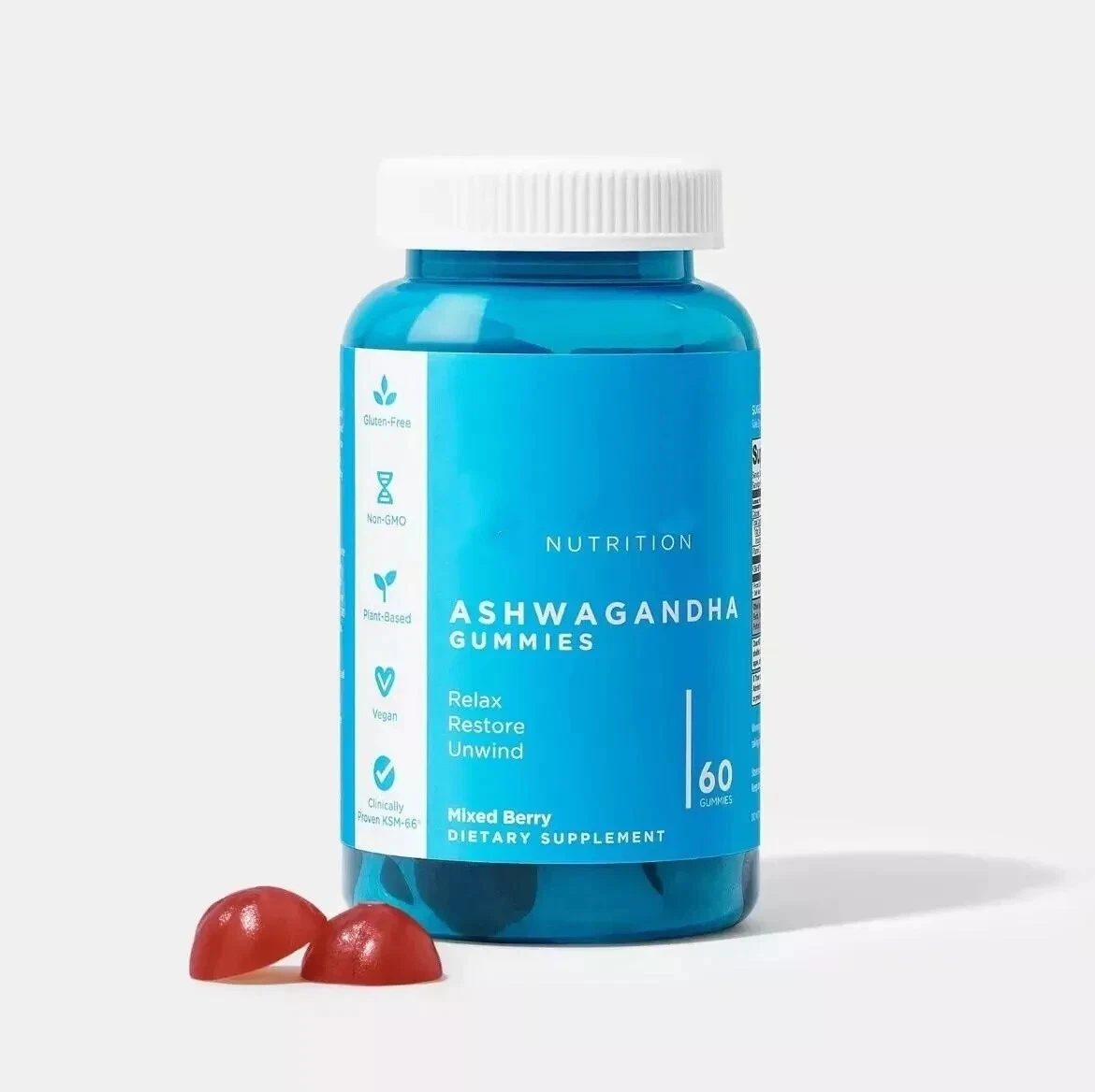 Goli Ashwagandha & Vitamin D Gummy - 60 Count - Mixed Berry, KSM-66, Vegan, Plan