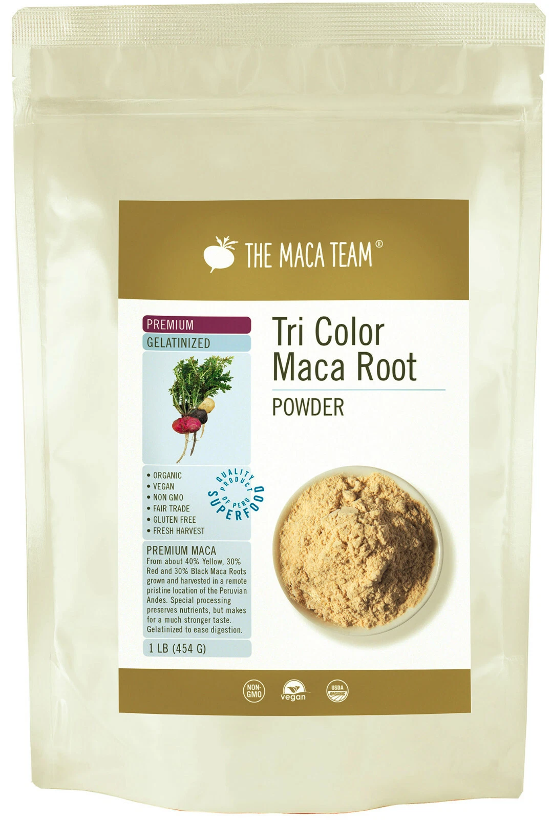 인증받은 유기농 젤라틴화 프리미엄 마카 분말 - 공정 무역, 신선한 수확