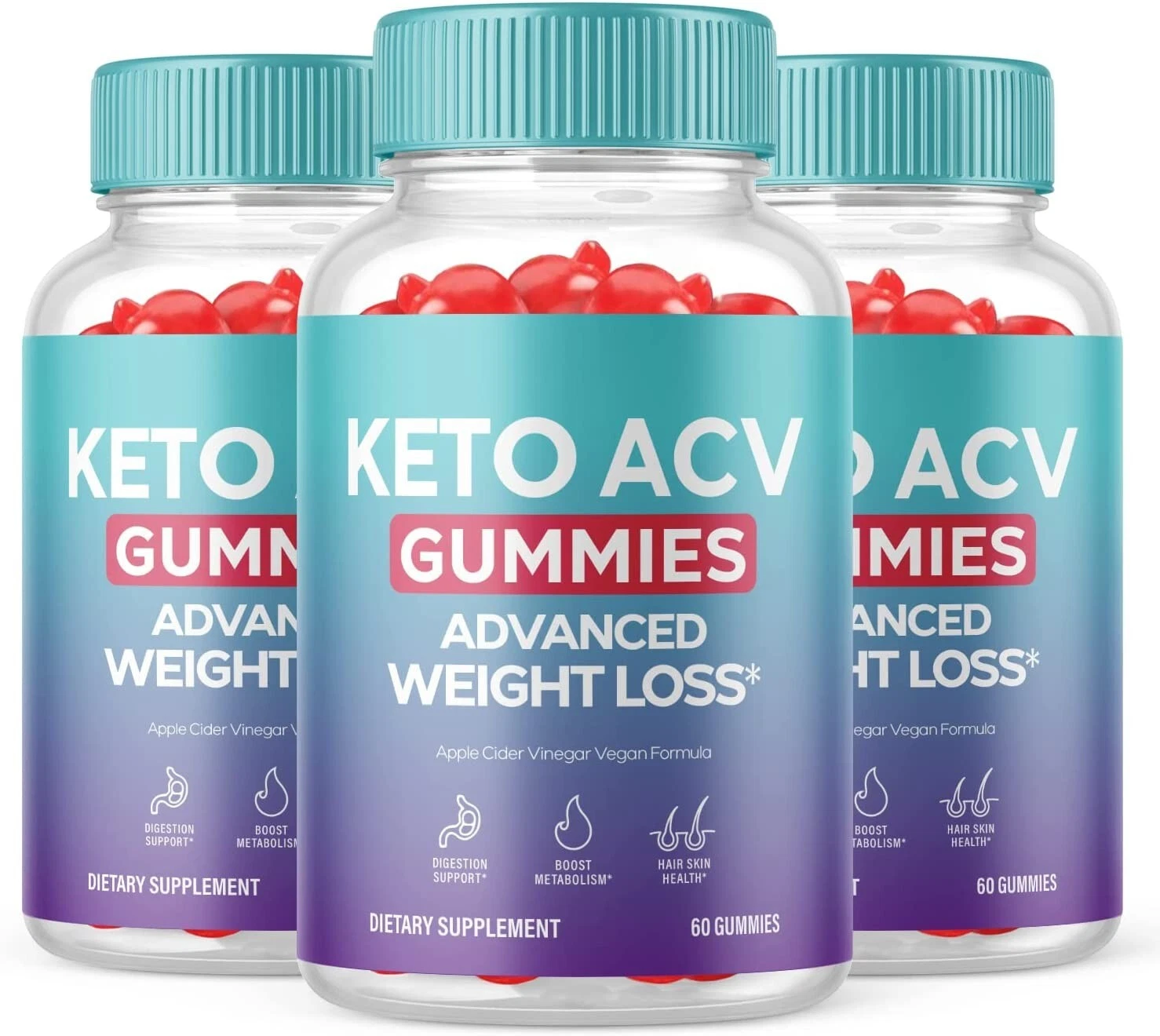 3 Pack - Keto ACV Gummies - Vegan, Fat burner, Weight Loss Supplement - 180 Gums