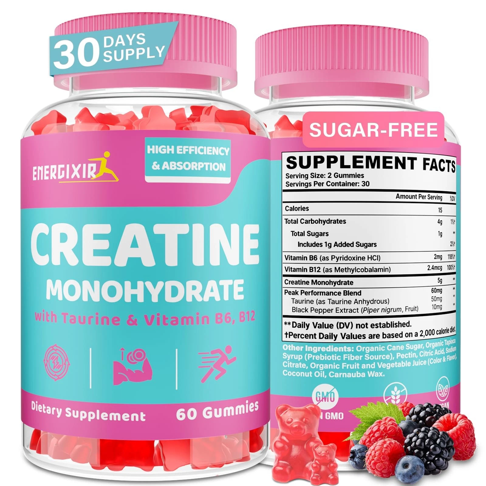 Creatine Monohydrate Gummies, Creatine for Women, Creatine Pre Workout Chewables