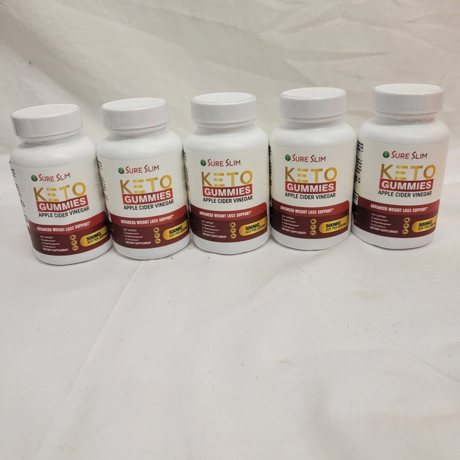 Sure Slim Keto ACV Gummies, Vegan, Weight Loss Supplement- Lot Of 5