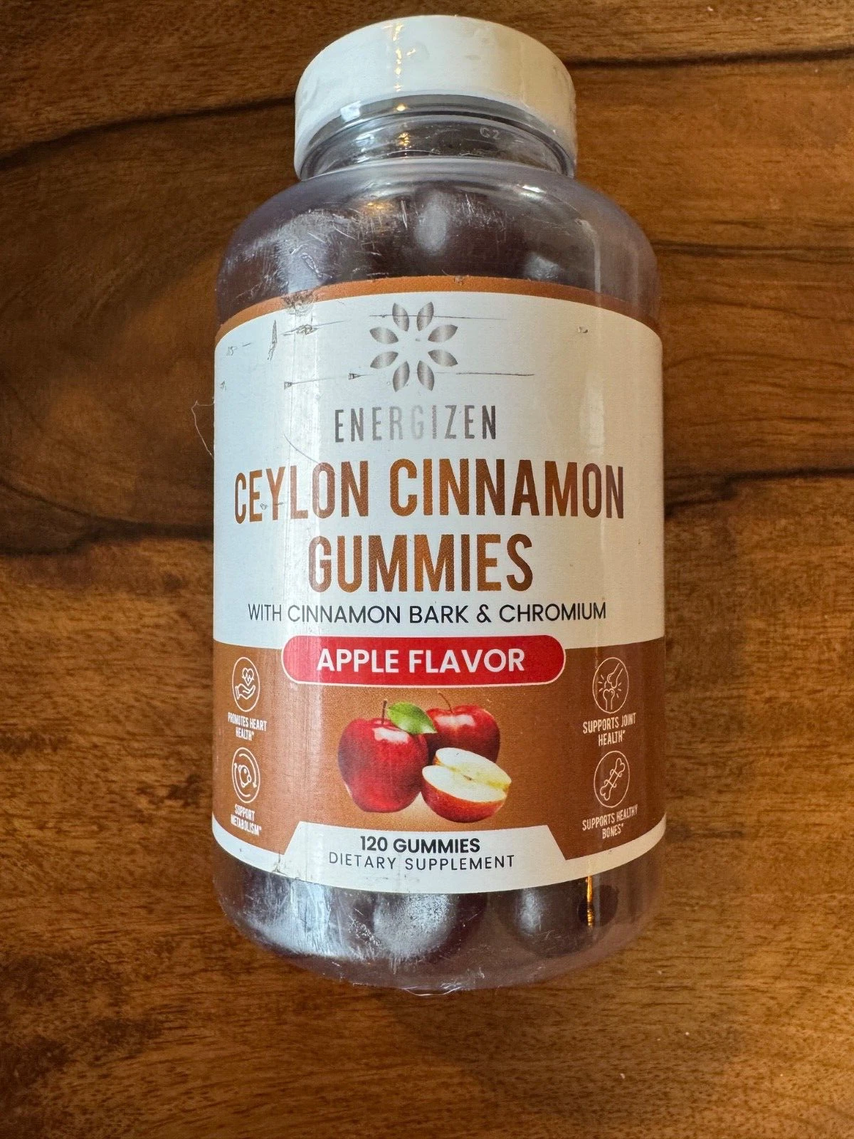 Energizen Chromium-Ceylon-Cinnamon Bark 120 Apple Flavor Gummies EXP 8/26
