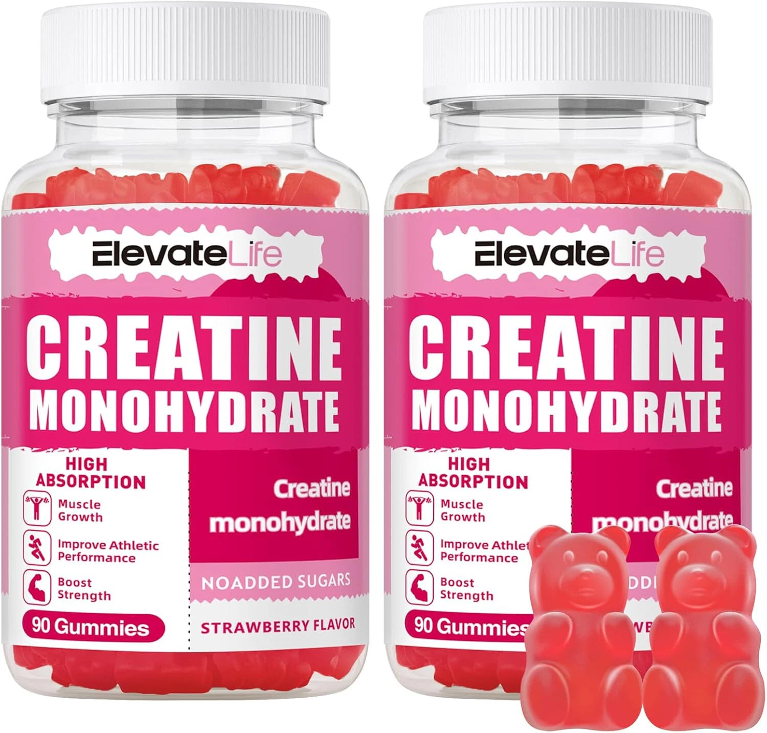 ElevateLife-Creatine Monohydrate Strawberry Gummies-5000mg for Men & Women