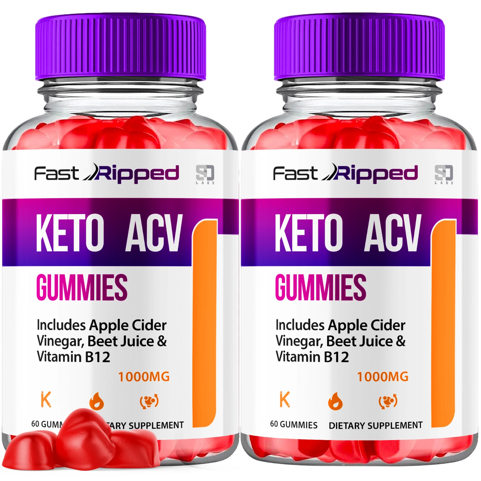 (2 Pack) Fast Ripped Keto, Fast Ripped ACV Gummies Weight Loss (120 Gummies)