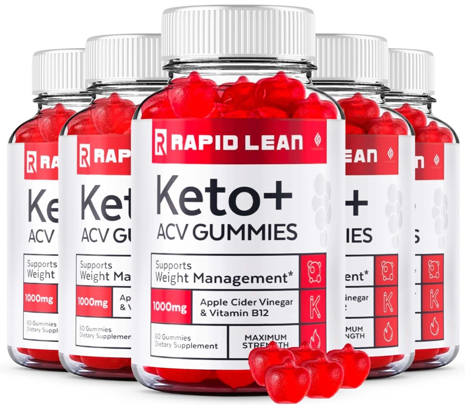 Rapid Lean Keto ACV Gummies Weight Loss Dietary Supplement (300 Gummies) 5-Pack