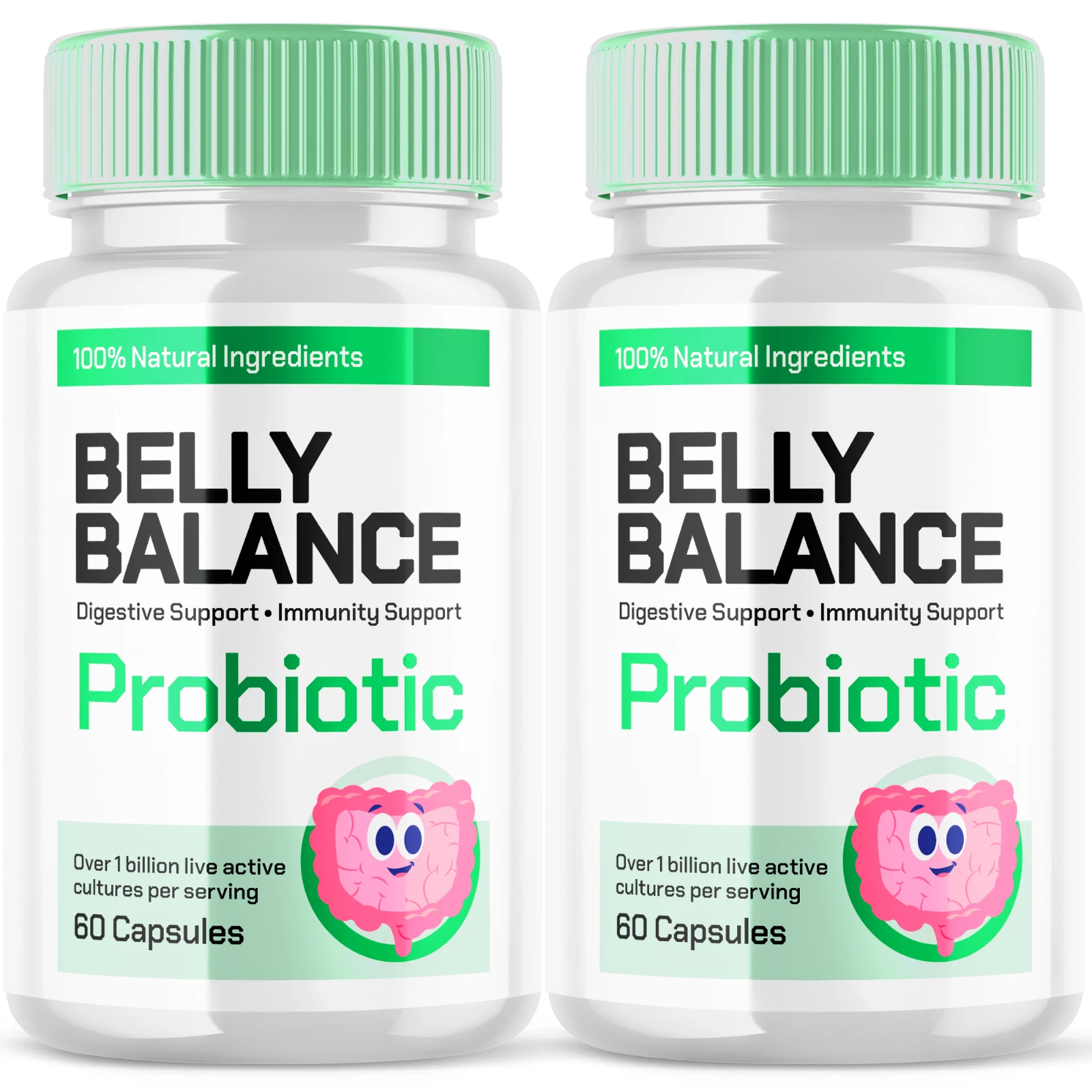 Belly Balance Advanced Digestive Support Probiotics Gut Supplement, 120 Capsules
