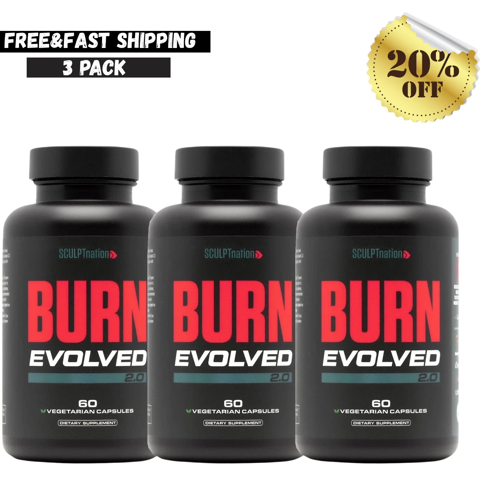 Sculptnation Fat Burn Evolved Thermogenic Burner Weight Loss New & Sealed 3 pack