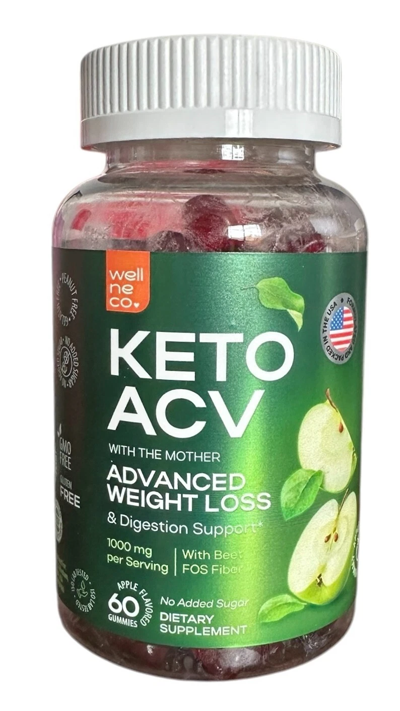 Keto ACV Gummies Advanced Weight Loss w/the Mother 1000 Mg - Cleanse, Detox 60ct
