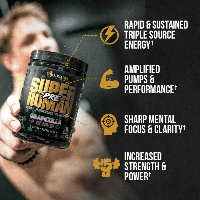 Alpha Lion Superhuman Pre Grapezilla Pre-workout- Strength, Energy, Performance
