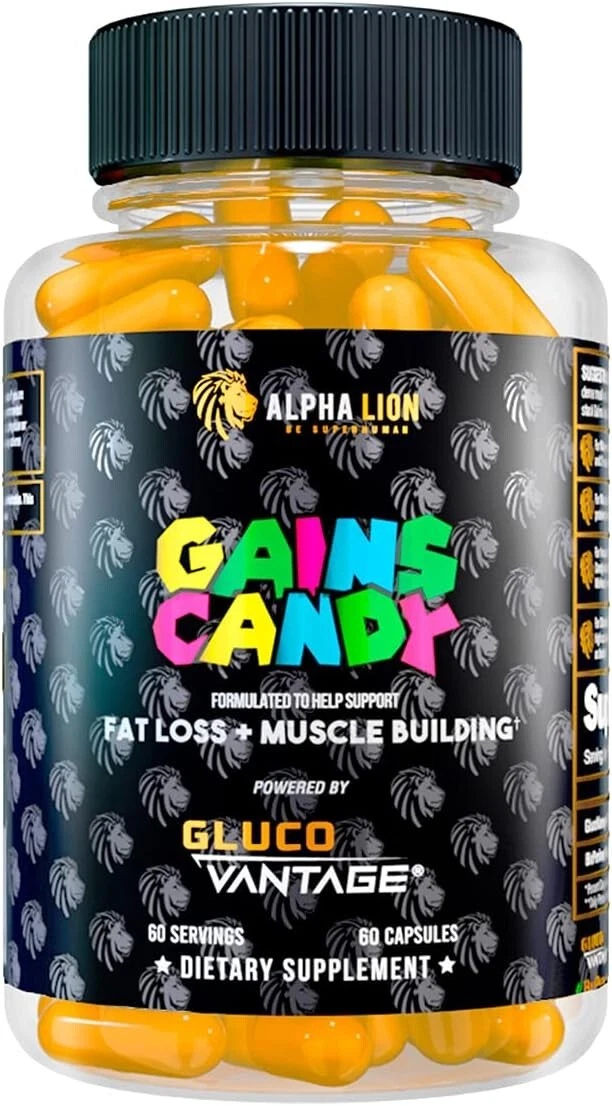Alpha Lion Gains Candy, Fat Loss & Muscle Building, 60 Capsules