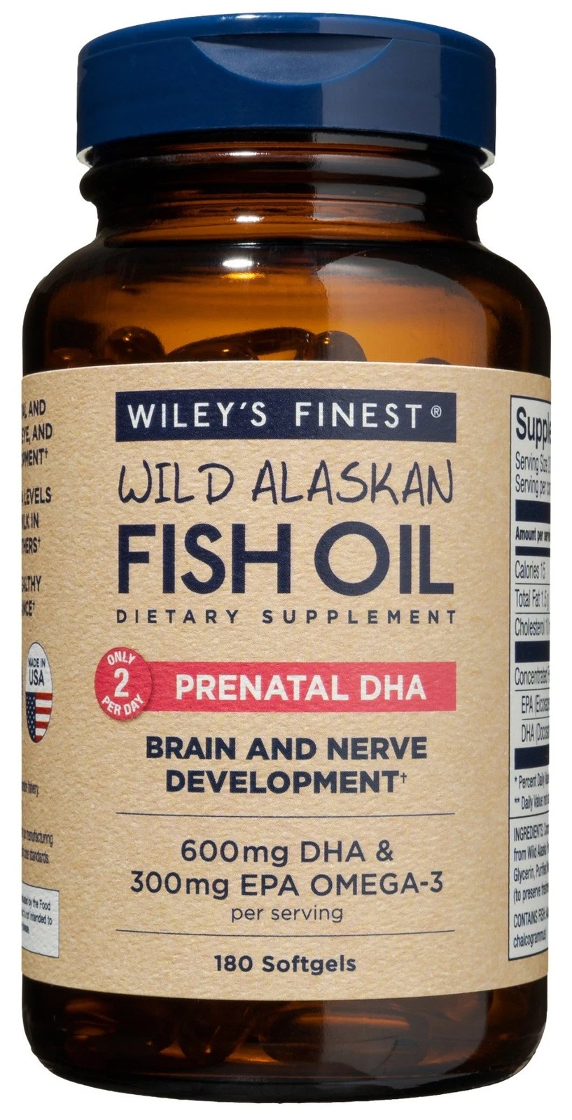 Wileys Finest Wild Alaskan Fish Oil Prenatal DHA 180 Softgel