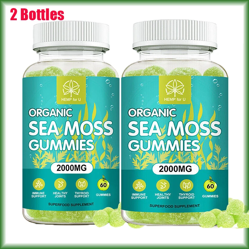 2 * 60pcs Organic Sea Moss Gummies-Apple Cider Vinegar,Bladderwrack,Supplement