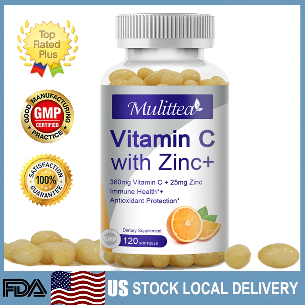 Vitamin C Capsules 1000mg+ Zinc 20mg For Immune System Support for Men and Women