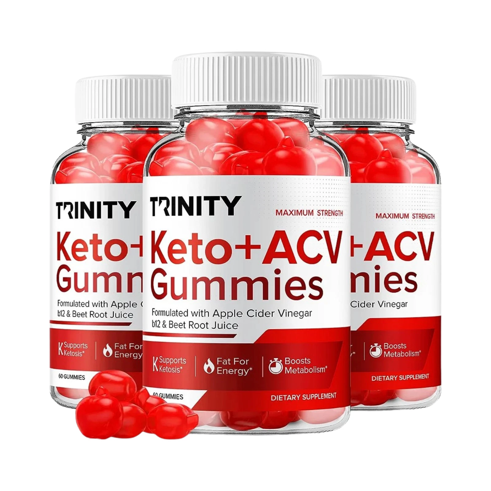 3-Pack Trinity Keto ACV Gummies, Vegan, Weight Loss Supplement - 180 Gummies